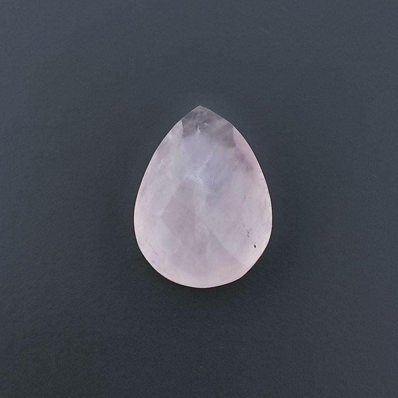 Quarzo Rosa Naturale Taglio Goccia Briollette Cabochon Sfaccettato a Mano 17X13X6mm 9,25 Carati 1pz