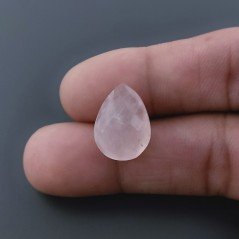 Quarzo Rosa Naturale Taglio Goccia Briollette Cabochon Sfaccettato a Mano 17X13X6mm 9,25 Carati 1pz