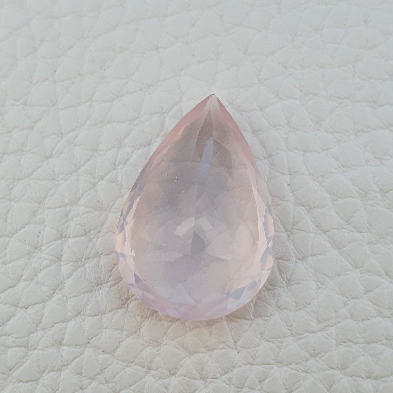 Quarzo Rosa Naturale Taglio Goccia Sfaccettato a Mano Gemma Sciolta 26X18X10mm 25,80 Carati 1pz