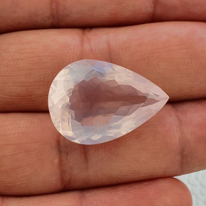Quarzo Rosa Naturale Taglio Goccia Sfaccettato a Mano Gemma Sciolta 26X18X10mm 25,80 Carati 1pz