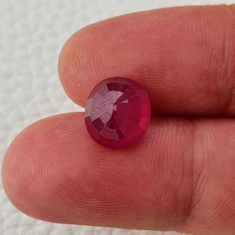 Rubino Naturale Trattato Taglio Ovale Sfaccettata Fatto a Mano 10x9x7mm 6,15 Carati 1pz