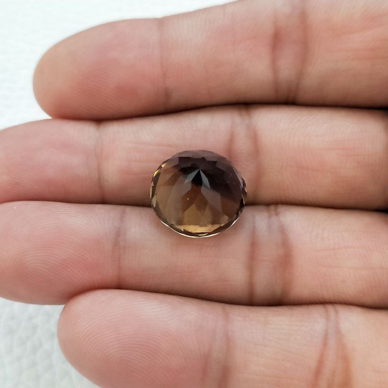 Ametrina Idrotermale Taglio Tondo Sfaccettata a Mano Gemma Sciolta 14X14X9mm 9,85 Carati 1pz