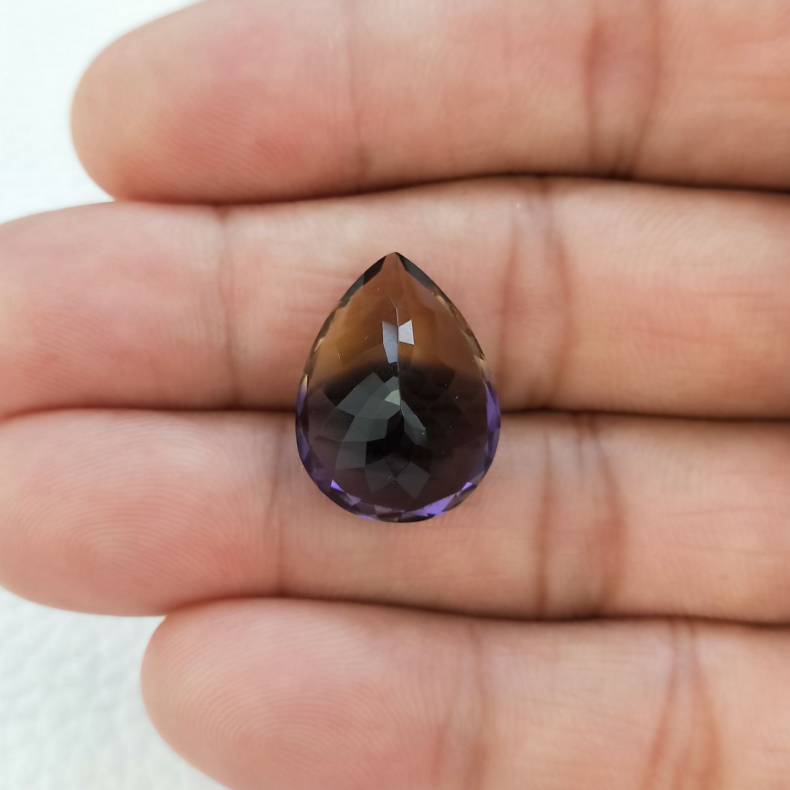 Ametrina Idrotermale Taglio Goccia Sfaccettata a Mano Gemma Sciolta 20X15X10mm 15,00 Carati 1pz