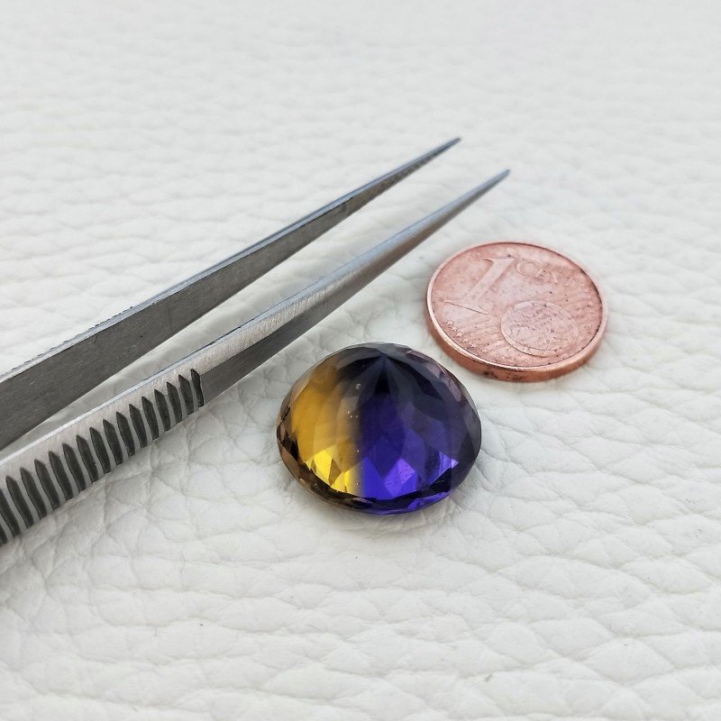 Ametrina Idrotermale Taglio Tondo Sfaccettata a Mano Gemma Sciolta 5X16X10mm 12,15 Carati 1pz