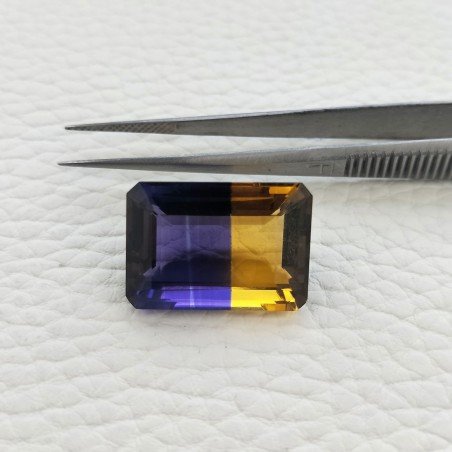 Ametrina Idrotermale Taglio Smeraldo Ottagono Sfaccettata a Mano Gemma Sciolta 21X15X9mm 23,15 Carati 1pz