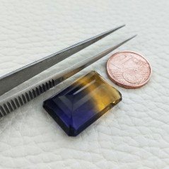 Gemma Sciolta di Ametrina Idrotermale, Taglio Smeraldo Ottagono Sfaccettato a Mano, 21x15x9 mm, 23,15 ct