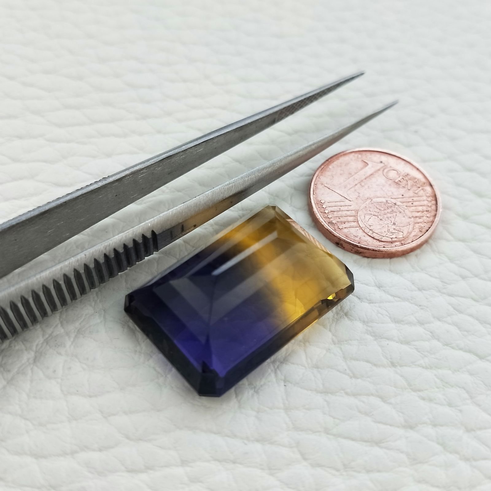 Ametrina Idrotermale Taglio Smeraldo Ottagono Sfaccettata a Mano Gemma Sciolta 21X15X9mm 23,15 Carati 1pz