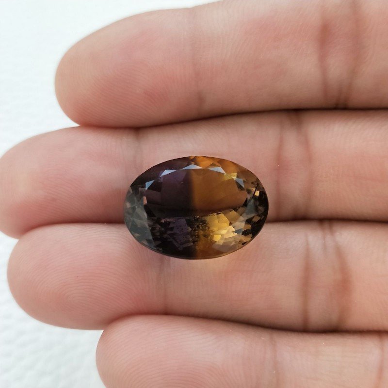 Ametrina Idrotermale Taglio Ovale Sfaccettata a Mano Gemma Sciolta 20X15X11mm 17,15 Carati 1pz