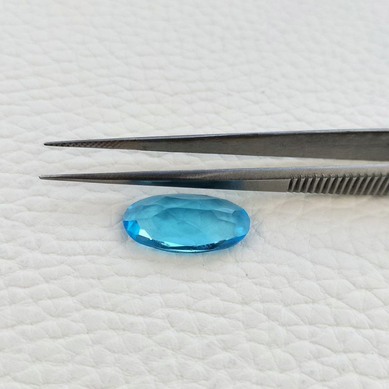 Topazio Azzurro Idrotermale Taglio Ovale Sfaccettata a Mano Gemma Sciolta 19X10X6mm 7,20 Carati
