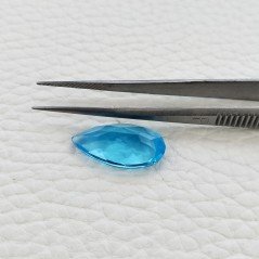 Topazio Azzurro Idrotermale Taglio Goccia Sfaccettata a Mano Gemma Sciolta 19X10X6mm 7,15 Carati 1pz