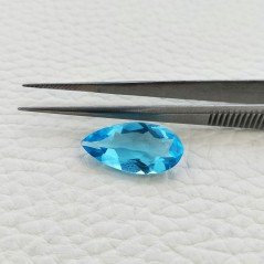 Topazio Azzurro Idrotermale Taglio Goccia Sfaccettata a Mano Gemma Sciolta 20X10X5mm 6,45 Carato 1pz