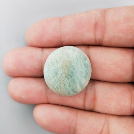 Amazzonite Brasiliana Naturale Forma Tondo Piatto Cabochon Liscio Fatto a Mano 25X25X7mm 35,10 Carati 1pz