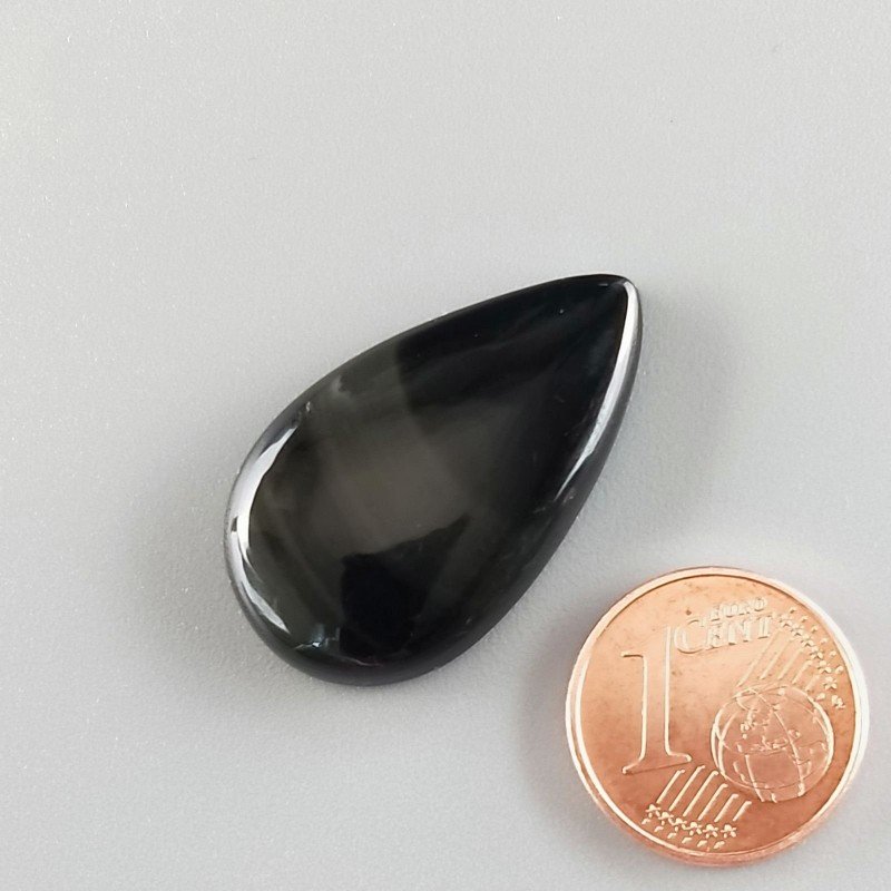 Cabochon di Ossidiana Arcobaleno Sheen Goccia, Piatto e Liscio, 29x17x5 mm, 3,70 g, Fatto a Mano