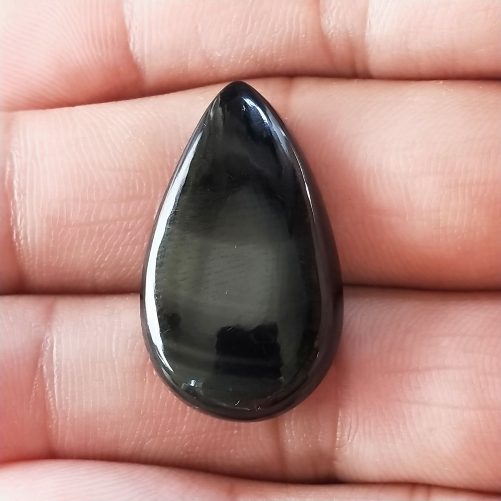 Ossidiana Arcobaleno Sheen Forma Goccia Piatto Cabochon Liscio Fatto a Mano 29X17X5mm 3,70gm 1pz