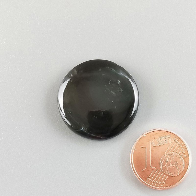 Cabochon di Ossidiana Arcobaleno Sheen Tondo, Piatto e Liscio, 23x4 mm, 3,30 g, Fatto a Mano