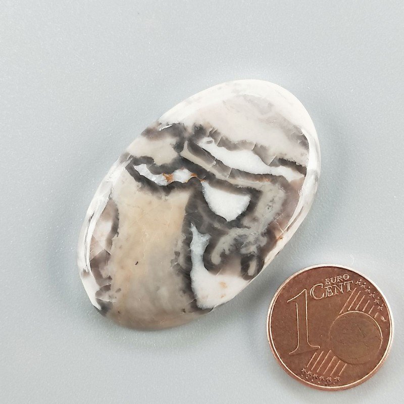Cabochon di Diaspro Maligano Grigio Naturale Ovale, Piatto e Liscio, 29x24x5 mm, 8,85 g, Fatto a Mano