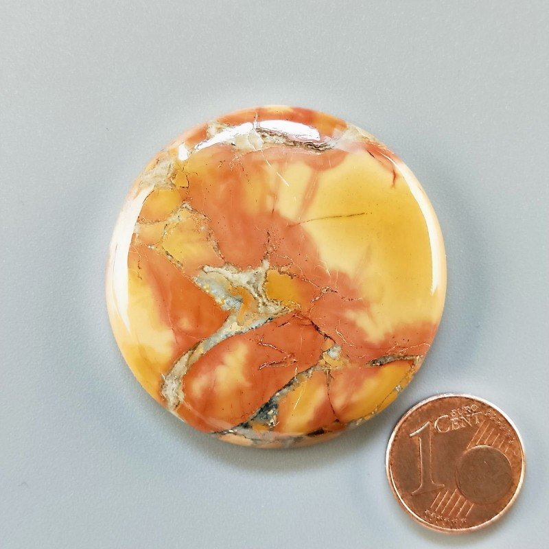 Diaspro Maligano Multicolore Naturale Forma Tondo Piatto Cabochon Liscio Fatto a Mano 40X6mm 19,06gm 1pz
