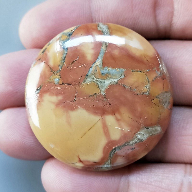 Diaspro Maligano Multicolore Naturale Forma Tondo Piatto Cabochon Liscio Fatto a Mano 40X6mm 19,06gm 1pz