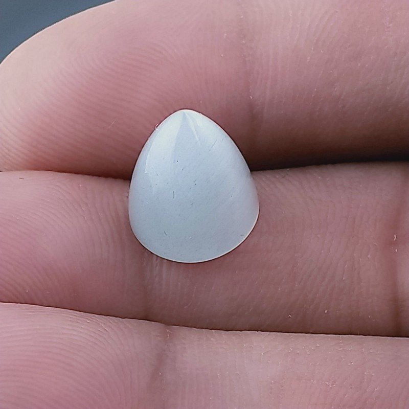 Occhio Di Gatto Grigia Idrotermale Forma Forma Punta Di Proiettile Cabochon Fatto A Mano 12X10mm 8,45 Carati 1pz