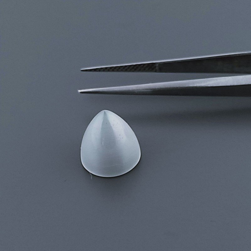 Occhio Di Gatto Grigia Idrotermale Forma Forma Punta Di Proiettile Cabochon Fatto A Mano 12X11mm 8,90 Carati 1pz
