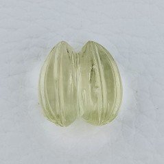 Quarzo Oro Verde Forma Goccia Incisa Moghul Fatto A Mano 17X15X9mm 17,75 Carati 1pz