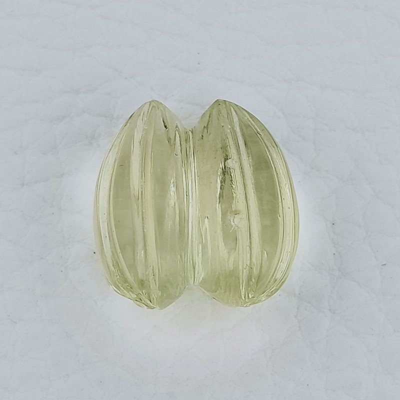 Quarzo Oro Verde Forma Goccia Incisa Moghul Fatto A Mano 17X15X9mm 17,75 Carati 1pz