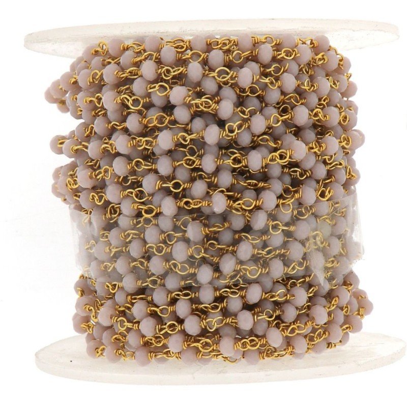 Rosario catena dorato mezzi cristalli lavender sfaccettati tondo 3-4mm 1Metro Rosario catena dorato mezzi cristalli lavender sfaccettati tondo 3-4mm 1Metro