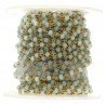 Rosario catena dorato mezzi cristalli turchese 2 sfaccettati tondo 3-4mm 1Metro