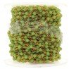 Rosario catena dorato mezzi cristalli verde 10 sfaccettati tondo 3-4mm 1Metro