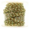 Rosario catena dorato mezzi cristalli verde 11 sfaccettati tondo 3-4mm 1Metro