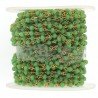 Rosario catena dorato mezzi cristalli verde 6 sfaccettati tondo 3-4mm 1Metro