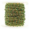 Rosario catena dorato mezzi cristalli verde peridoto sfaccettati tondo 3-4mm 1Metro