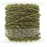 Rosario catena dorato mezzi cristalli verde scuro sfaccettati tondo 3-4mm 1Metro