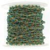 Rosario catena dorato mezzi cristalli verde smeraldo sfaccettati tondo 3-4mm 1Metro