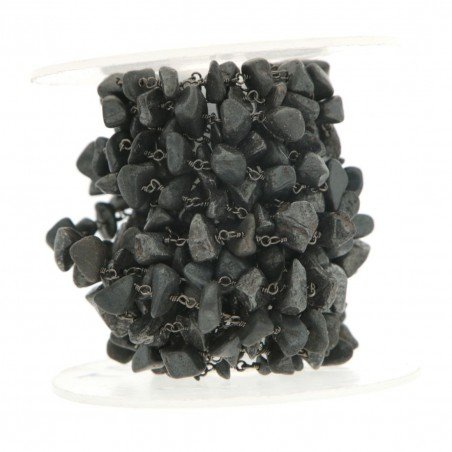 Rosario catena nero chips ematite naturale 1Metro