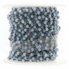 Rosario catena nero mezzi cristalli celeste azzurro tondo sfaccettati 3-4mm 1Metro