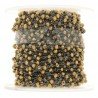 Rosario catena nero mezzi cristalli dorato metallizzato tondo sfaccettati 3-4mm 1Metro