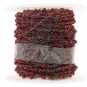 Rosario catena nero mezzi cristalli rosso 3 tondi sfaccettati 3-4mm 1Metro