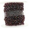 Rosario catena nero mezzi cristalli rosso diamantato tondo sfaccettati 3-4mm 1Metro