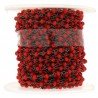 Rosario catena nero mezzi cristalli rosso fluo tondo sfaccettati 3-4mm 1Metro