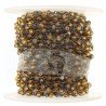 Rosario catena nero mezzi cristallo quarzo miele diamantato tondi sfaccettati 3-4mm 1Metro