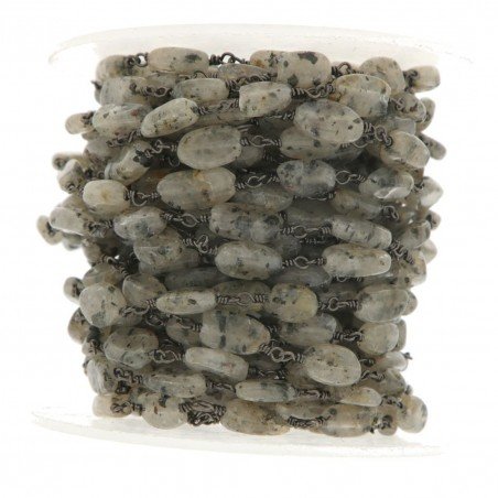 Rosario catena nero moss rutile naturale 1Metro