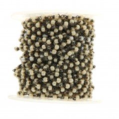 Rosario catena nero perle sintetiche beige tondo 3-4mm 1Metro