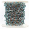 Rosario catena rosato mezzi cristalli acquamarina diamantato tondo sfaccettati 3-4mm 1Metro