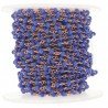 Rosario catena rosato mezzi cristalli blu cobalto tondo sfaccettati 3-4mm 1Metro
