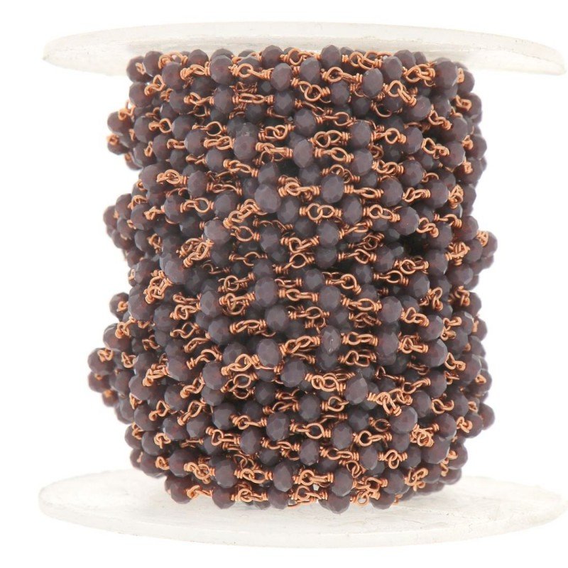Rosario catena rosato mezzi cristalli lavender scuro tondo sfaccettati 3-4mm 1Metro
