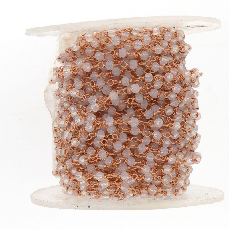 Rosario catena rosato mezzi cristalli opalina tondo sfaccettati 3-4mm 1Metro