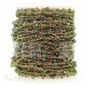 Rosario catena rosato mezzi cristalli verde diamantato tondo sfaccettati 3-4mm 1Metro