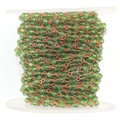 Rosario catena rosato mezzi cristalli verde peridoto tondo sfaccettati 3-4mm 1Metro