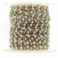 Rosario catena rosato mezzi cristalli verde tiffany tondo sfaccettati 3-4mm 1Metro